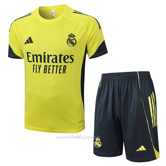 Chandal del Real Madrid Manga Corta 2025-2026 Amarillo - Pantalon Corto
